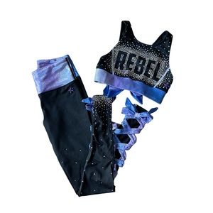Rebel Athletic Cheer Dance Leggings Sports Bra Outfit Set XS